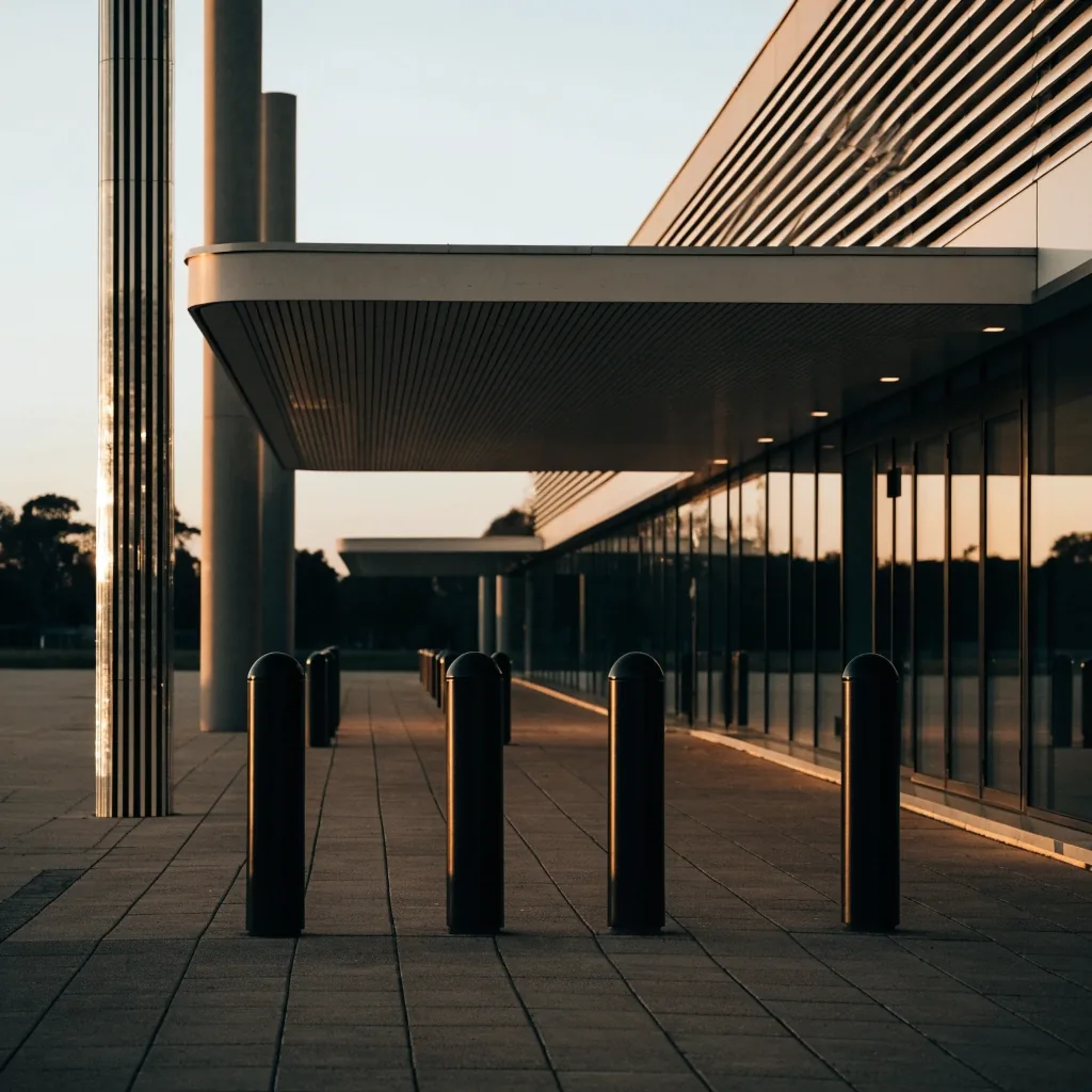 Quiet Melbourne Airport precinct at dusk